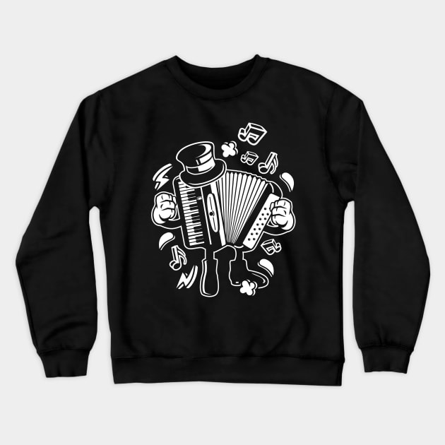 Cartoon Accordion T-Shirt Fun Polka Music Instrument Crewneck Sweatshirt by ShirtPro